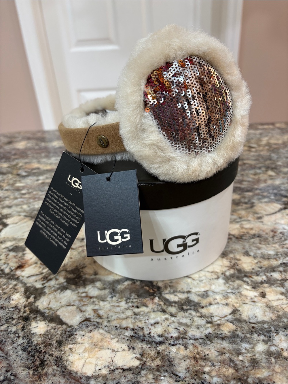 NWT UGG Cream Fur Sequin Earmuffs